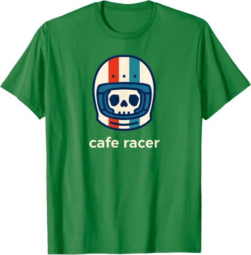 Vista 4 de Cafe Racer Moda Simple Casco Diseño Motocicleta Camiseta Negro