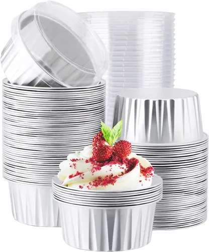 Vista 45 de EUSOAR Forros para cupcakes para hornear, 50 forros para magdalenas de 5 onzas, moldes de papel de aluminio desechables, recipientes de postre