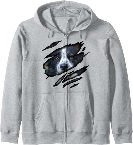 Vista 3 de Diseño de Border Collie in me, diseño de perro, sudadera con cremallera para perro Pedigree