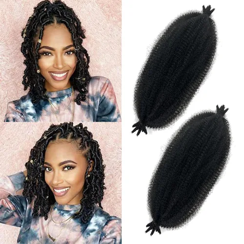 Vista 13 de Extensiones de cabello trenzado con resorte Marley Twist de 8 pulgadas, paquete de 8 para niños, cabello rizado y trenzado kinky, locs suaves