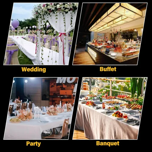 Vista 6 de Juego de 2 Platos de Roce de 8 Qt para Buffet, Juego de Chafer para Catering de Acero Inoxidable de Tamaño Completo Dorado, Rectangular