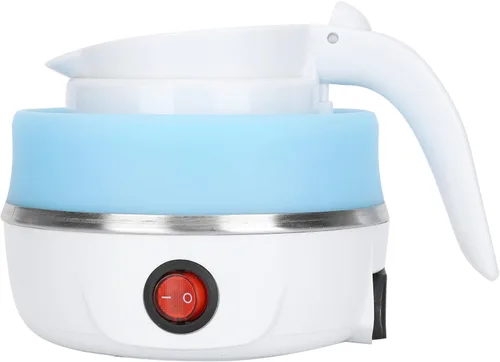 Vista 9 de Hervidor eléctrico plegable de viaje de 20.3 fl oz, hervidor eléctrico de silicona de grado alimenticio, hervidor eléctrico pequeño agua de Azul