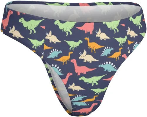 Vista 2 de BAIKUTOUAN Tanga de ropa interior de dinosaurio de colores para mujer, sexy, transpirable, espalda en T