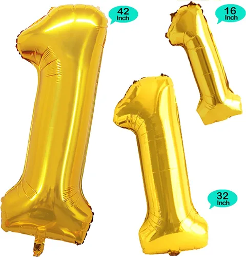 Vista 2 de Goer, conjunto de globos de papel aluminio para decoraciones de cumpleaños, globos de las letras de feliz cumpleaños y de números Oro