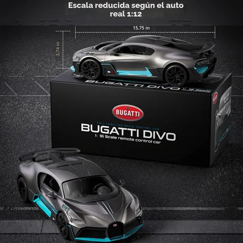 Vista 4 de MIEBELY Bugatti Divo - Auto a control remoto, escala 1/12, auto a control remoto, 7.5 mi/h, modelo de auto con licencia de 2.4 GHz, 7.4 V, 900 mAh