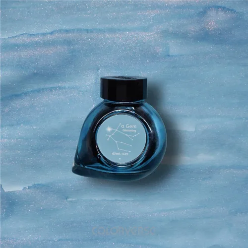 Vista 2 de Colorverse Botella de tinta para pluma estilográfica azul brillante α Gema 2.2 fl oz Brillo/purpurina A base de tinte Serie Proyecto
