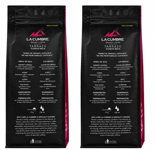 Vista 2 de La Cumbre Specialty Café en grano entero tostado medio, granos arábica, bajo en ácido, grano entero gourmet, vegano, kosher y apto para Keto
