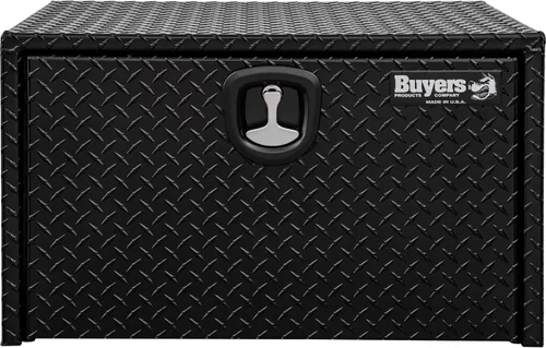 Vista 2 de Buyers Products 1725100 - Caja de herramientas de aluminio para debajo del chasis de camión con estriado de diamante negro, 18 x 18 x 24 pulgadas