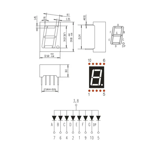 Vista 6 de PATIKIL Tubo digital con pantalla LED, paquete de 20 ánodos comunes, 7 segmentos, 10 pines, 1 broca, 2.1 V, 0.56 pulgadas, módulo de pantalla LED