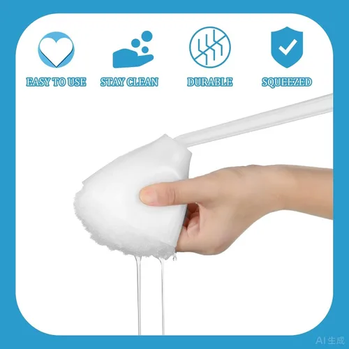 Vista 5 de Eaasty - Juego de 4 cepillos para inodoro y fregona de inodoro, color blanco, suave, con soporte, mango largo, accesorios de baño