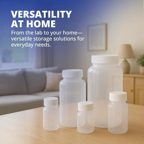 Vista 6 de United Scientific™ Recipientes de muestras de boca ancha con tapas, 1.0 fl oz, paquete de 12 1 oz Plastic Bottles, Autoclavable Laboratory Grade