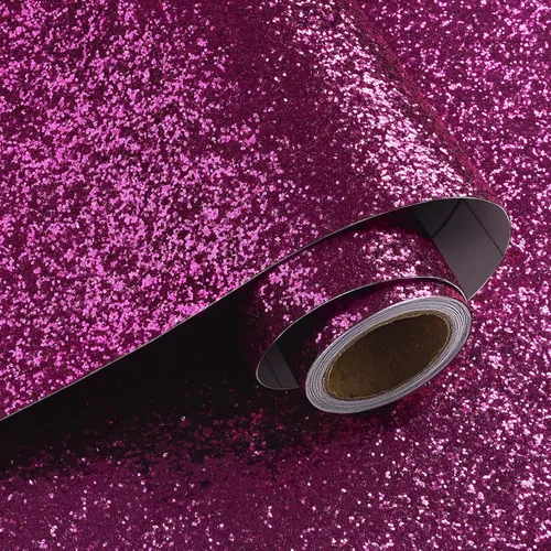Vista 12 de VaryPaper Papel tapiz rosa claro con purpurina gruesa de 15.7 x 78.7 pulgadas, papel de contacto con purpurina rosa para paredes, papel de pared