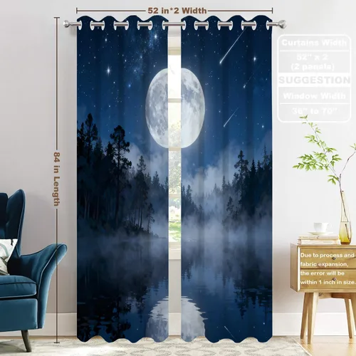 Vista 349 de Batmerry American Flag Ink Dot Blackout Tier Curtains, Red Blue White Stars Abstract Thermal Insulated Half Curtain Rod Pocket Small Valance for