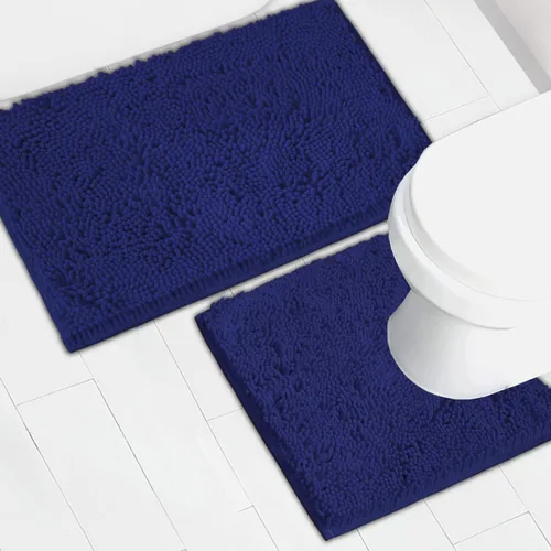 Vista 43 de Juego de 2 tapetes de baño de chenilla, superabsorbentes, con fuerte respaldo antideslizante de PVC, tapetes de baño para baño, peludos