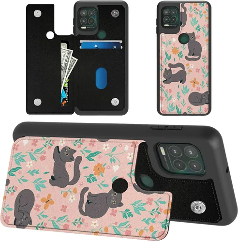 Vista 18 de Funda tipo cartera de mármol abstracto para Moto G Stylus 5G 2021 con tarjetero y bloqueo RFID, piel sintética suave, función atril, cierre