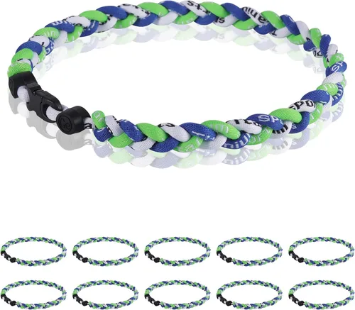 Vista 19 de Paquete de 12 Collares de Béisbol de 18 Pulgadas, Regalo de Equipo para Fanáticos de Béisbol, Diseño de Cuerda Tornado de Titanio Triple Trenzado