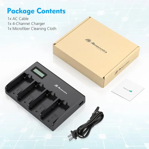 Vista 7 de Powerextra Cargador de batería de 4 canales con pantalla LCD para cámara Sony NP-F970, NP-F960, NP-F950, NP-F930, NP-F770, NP-F750, NP-F570, NP-F550
