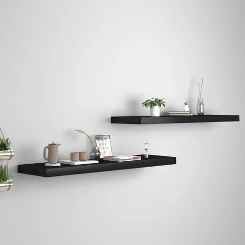 Vista 65 de Estante flotante de pared negro de 9.1 x 9.3 x 1.5 pulgadas, estante de almacenamiento de estante montado en la pared, estantes flotantes
