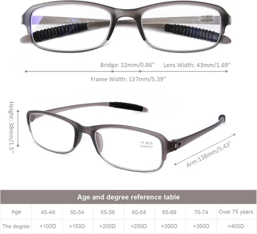 Vista 5 de DOOViC 4 Pack Reading Glasses for Women Men TR90 Ultra Lightweight Sturdy Blue Light Blocking Readers
