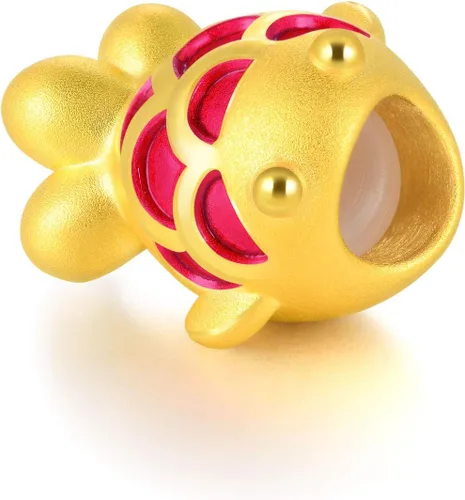Vista 5 de CHOW SANG SANG 999 Pulsera de oro macizo de 24 quilates con dije de pez dorado para mujer 91505C
