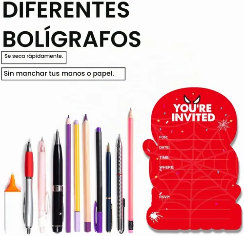 Vista 4 de Invitaciones de cumpleaños de superhéroes para el octavo cumpleaños con sobres, invitaciones con forma de ocho para niños de 8 años, tarjetas