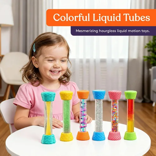 Vista 2 de Special Supplies Juguete de burbujas de movimiento líquido, tubos geniales, temporizador de reloj de arena colorido con movimiento de gotas