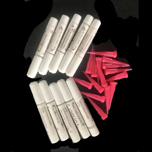 Vista 5 de Pet 10 pegamentos adhesivos y 15 puntas aplicadoras para tapas de uñas de gato o perro de Brostown