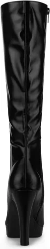 Vista 4 de Allegra K Botas altas hasta la rodilla con plataforma y punta redonda para mujer