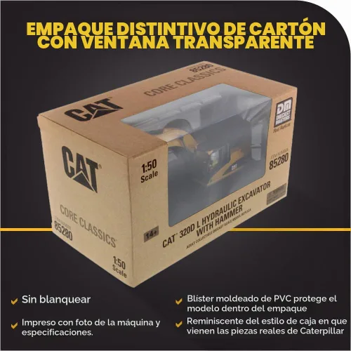 Vista 6 de Diecast Masters Excavadora hidráulica Caterpillar 320D L con martillo - Core Classics Series 85280C