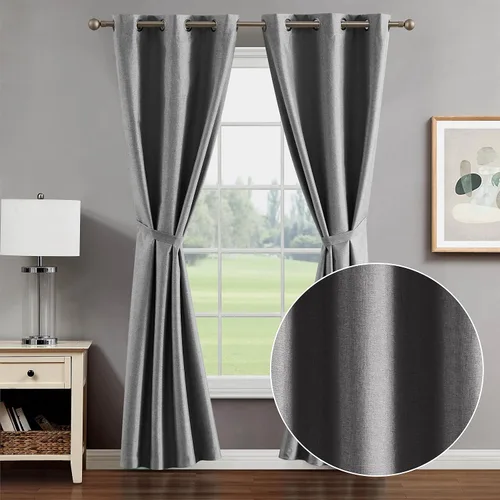 Vista 15 de Creative Home Ideas Cortinas opacas – Paneles de cortina para oscurecer la habitación con alzapaños, cortinas legrae con ojales para ventana Azul