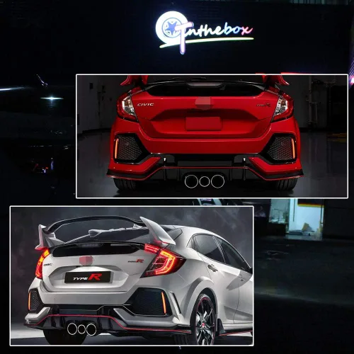 Vista 6 de Luces Reflectoras de Parachoques LED de Lente Roja Luces de Freno Traseras Faros Antiniebla Traseros para Honda Civic Hatchback 2017 en adelante
