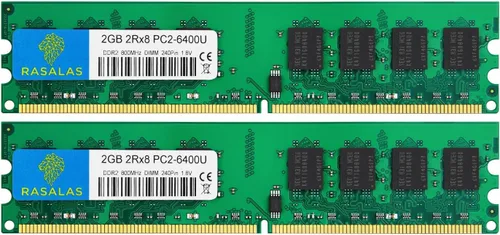 Vista 12 de Rasalas DDR2 4 GB Kit (2 x 2 GB) PC2-5300 667MHz RAM - PC2-5300U Udimm 2RX8 1.8V CL5 240 pines no ECC memoria de computadora de escritorio sin búfer
