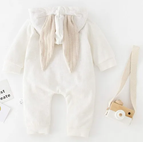 Vista 2 de AGQT Babys Bunny Costume One Piece 3D Rabbit Ear Easter Halloween Costume Size 0-24 Months