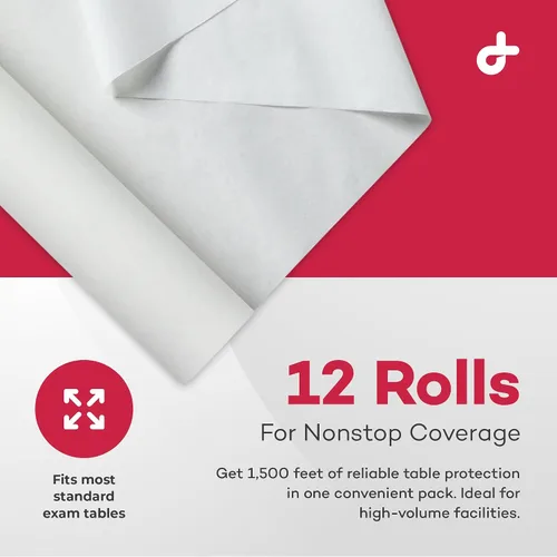 Vista 8 de Dealmed Rollo de papel para reposacabezas, tamaño más pequeño de 8.5 pulgadas x 125 pies, fundas desechables para dentistas, cambio de pañales