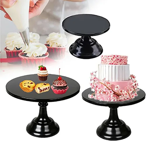 Vista 6 de Tnfeeon Soporte redondo para tartas, base más ancha, fácil de exhibir para aniversarios (negro)
