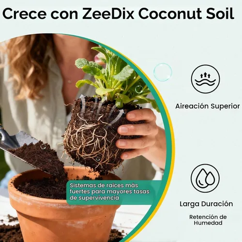 Vista 5 de ZeeDix 50 pellets de fibra de coco orgánica de 1.181 in para iniciadores de semillas, tierra de coco comprimida para plantar, suelo de jardín