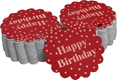 Vista 55 de Etiquetas de papel para colgar con texto en inglés «Happy Birthday» (50 unidades)