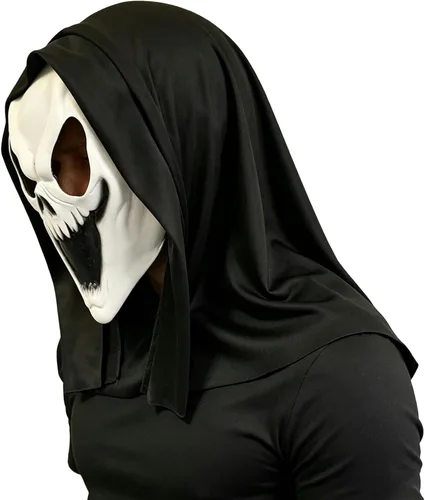 Vista 2 de Moily Máscara de grito con capucha negra adjunta, máscara de Halloween Tipo B