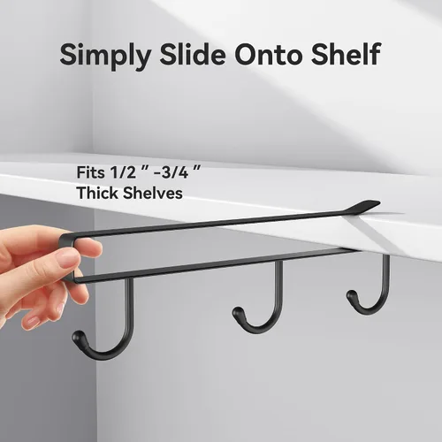 Vista 5 de ECROCY Ganchos para tazas para gabinete, enganche en estante y solo se ajusta a gabinete plano sin borde, 3 piezas, soporte para tazas sin
