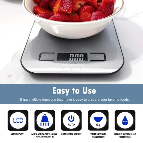 Vista 7 de Báscula de Alimentos, Básculas de Cocina Digitales Peso de Alimentos Gramos y Onzas para Pérdida de Peso Horneado Cocina de NUTRI FIT, Máximo 11lb