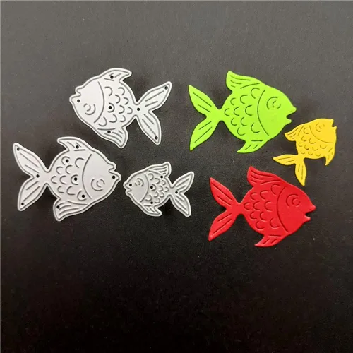 Vista 6 de Katutude Troqueles de corte de metal de animales, manualidades, troqueles de pescado para hacer tarjetas, álbumes de recortes, troqueles de metal