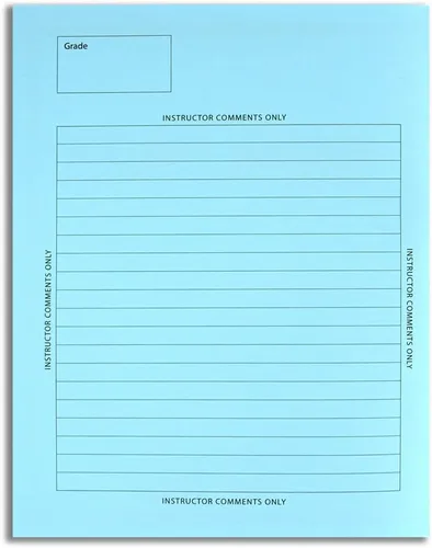 Vista 2 de BookFactory Exam Blue Books - Libro de exámenes azules (paquete de 5) con formato rayado, 8.5 x 11 pulgadas, 16 páginas numeradas cosidas