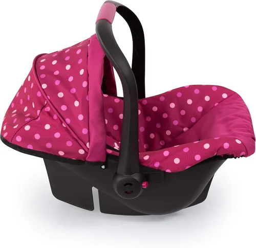 Vista 2 de Bayer Design - Asiento de automóvil de lujo con toldo para muñeca bebé, lunares, rosado