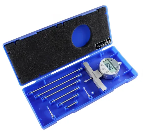 Vista 5 de Accusize Industrial Tools - Medidor de profundidad digital electrónico de 0-55.9 cm, en pulgadas/métrico/fraccional, con 2 puntos extra