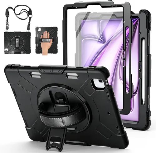 Vista 17 de Funda para iPad Pro 11 M5 2025/M4 2024: Funda protectora para iPad Pro de 11 pulgadas 5ª generación con protector de pantalla, soporte, asa y correa