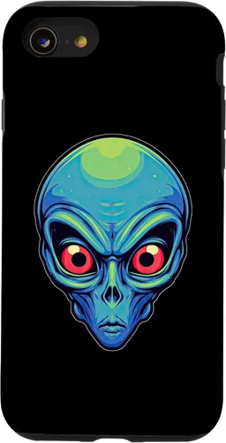 Vista 31 de iPhone 13 Pro Max Alien Face UFO Alien Head Funny Alien Case