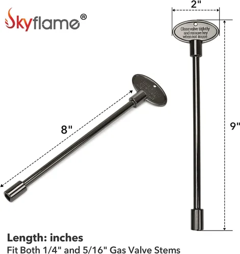 Vista 3 de Skyflame Kit de válvula de llave de gas recta de 1/2 pulgada para chimenea con brida con llave de 3 pulgadas y llave de 8 pulgadas