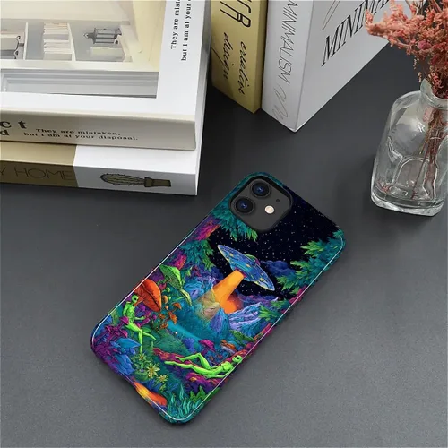 Vista 5 de Funda para iPhone 11 Funda, Diseño de Plantas de Nave Espacial Alienígena - Protección Dual Híbrida Silicona + PC Duro Resistente a Golpes Cubierta
