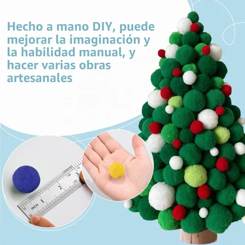 Vista 4 de 150 pompones, pompones negros de 1 pulgada, pompones peludos