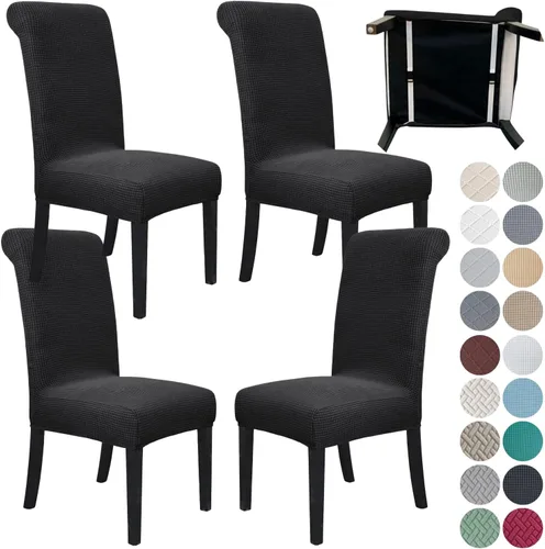 Vista 14 de SPRINGRICO Paquete de 2 fundas para sillas de comedor con cinturón de seguridad, fundas elásticas para sillas Parsons lavables, fundas protectoras